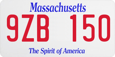 MA license plate 9ZB150