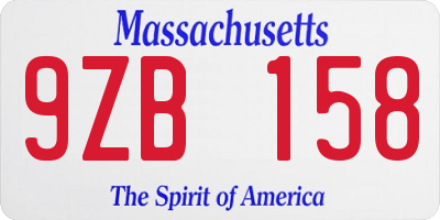 MA license plate 9ZB158