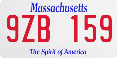 MA license plate 9ZB159