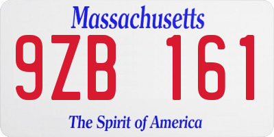 MA license plate 9ZB161