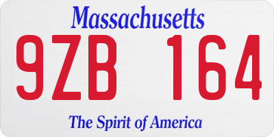 MA license plate 9ZB164
