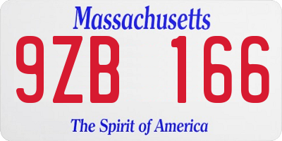 MA license plate 9ZB166