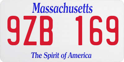 MA license plate 9ZB169