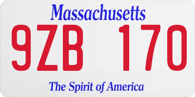MA license plate 9ZB170