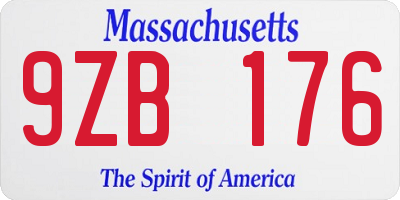 MA license plate 9ZB176