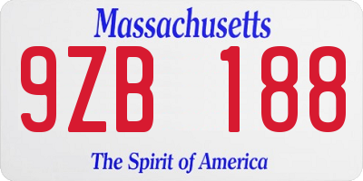 MA license plate 9ZB188