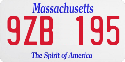 MA license plate 9ZB195