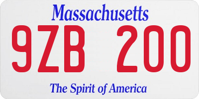 MA license plate 9ZB200
