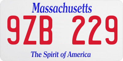 MA license plate 9ZB229