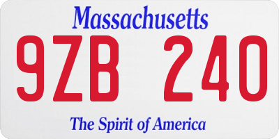 MA license plate 9ZB240