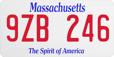 MA license plate 9ZB246