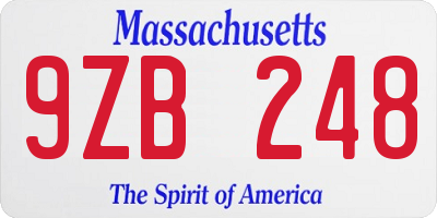 MA license plate 9ZB248