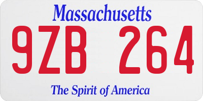 MA license plate 9ZB264