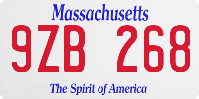 MA license plate 9ZB268