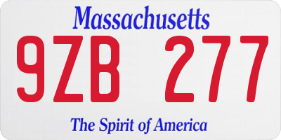 MA license plate 9ZB277