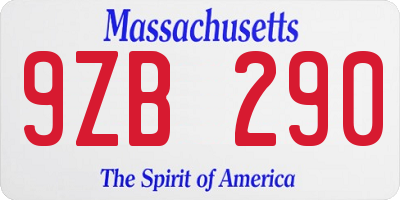 MA license plate 9ZB290