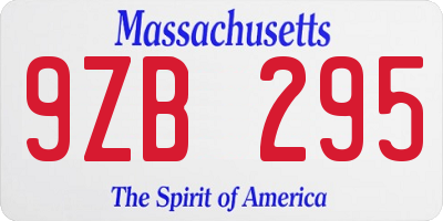 MA license plate 9ZB295