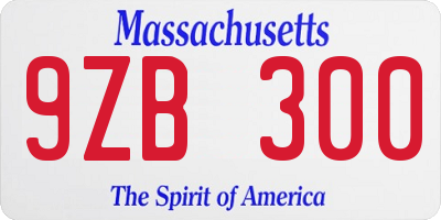 MA license plate 9ZB300