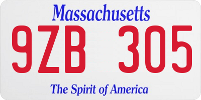 MA license plate 9ZB305