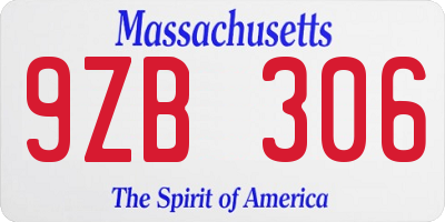 MA license plate 9ZB306