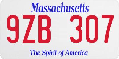 MA license plate 9ZB307