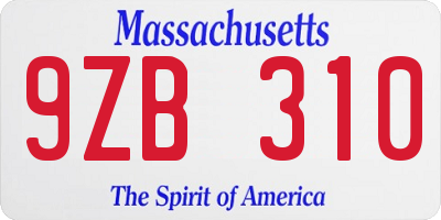 MA license plate 9ZB310