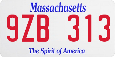 MA license plate 9ZB313