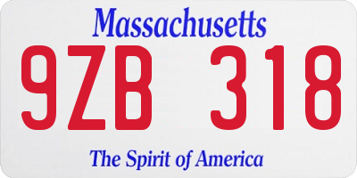 MA license plate 9ZB318