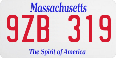 MA license plate 9ZB319