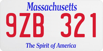 MA license plate 9ZB321