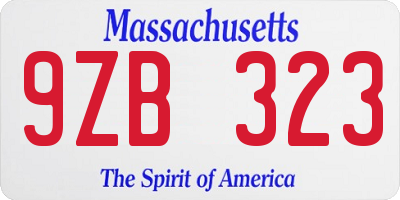 MA license plate 9ZB323