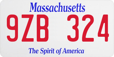 MA license plate 9ZB324