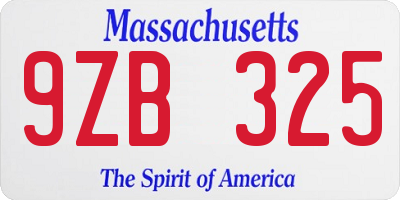 MA license plate 9ZB325