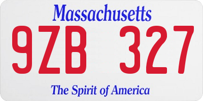 MA license plate 9ZB327