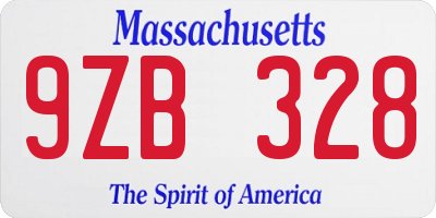 MA license plate 9ZB328
