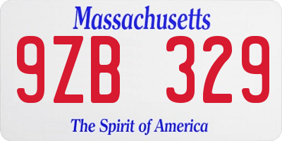 MA license plate 9ZB329
