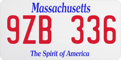 MA license plate 9ZB336