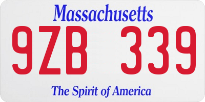 MA license plate 9ZB339