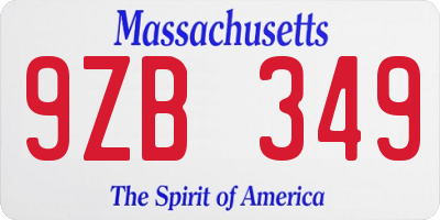MA license plate 9ZB349