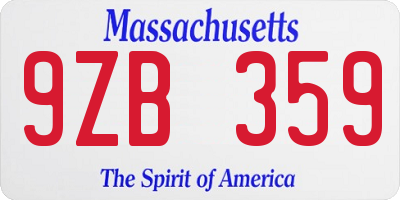 MA license plate 9ZB359