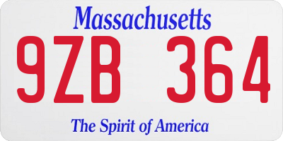 MA license plate 9ZB364