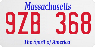 MA license plate 9ZB368
