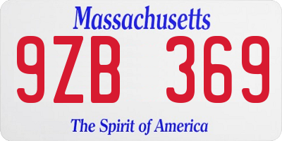 MA license plate 9ZB369