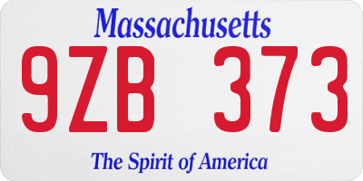MA license plate 9ZB373