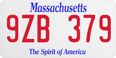 MA license plate 9ZB379