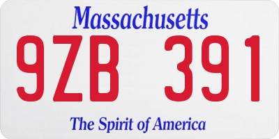 MA license plate 9ZB391