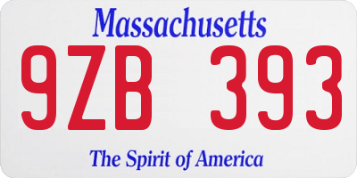 MA license plate 9ZB393