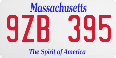 MA license plate 9ZB395