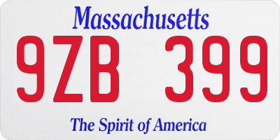MA license plate 9ZB399