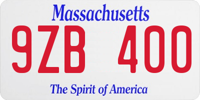 MA license plate 9ZB400